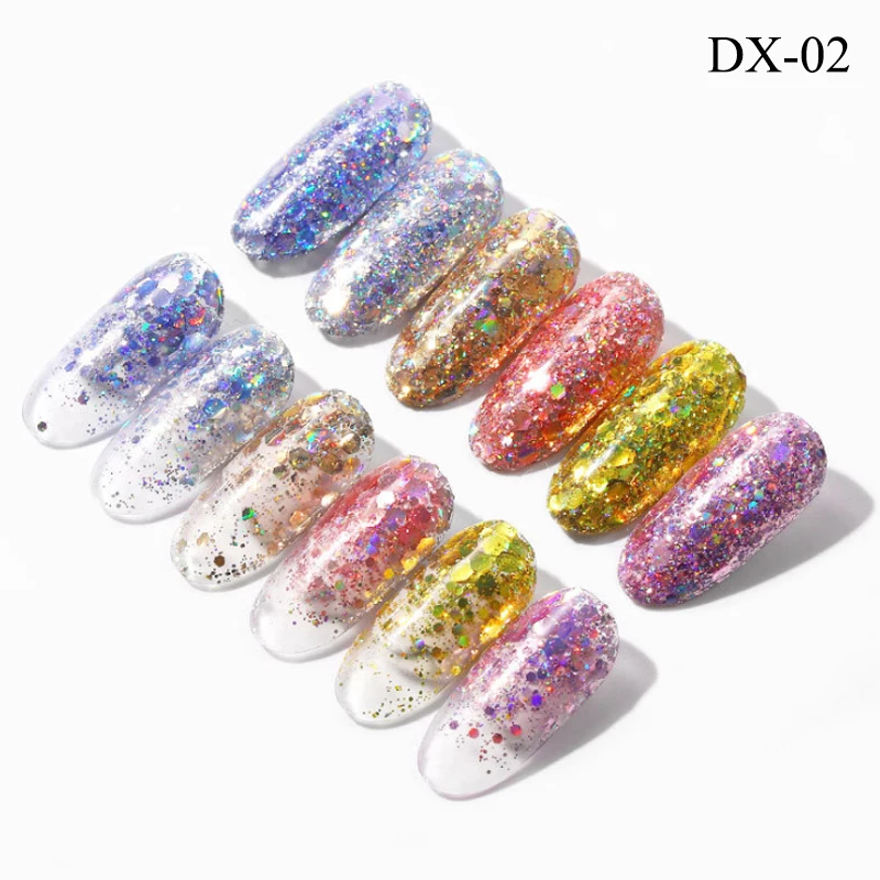 6 Boxes/Set Mixed Laser Colorful Paillette Nail Glitter Summer Charms Designs DIY Irregular Sequins Dust Powder Decorations | Красота и
