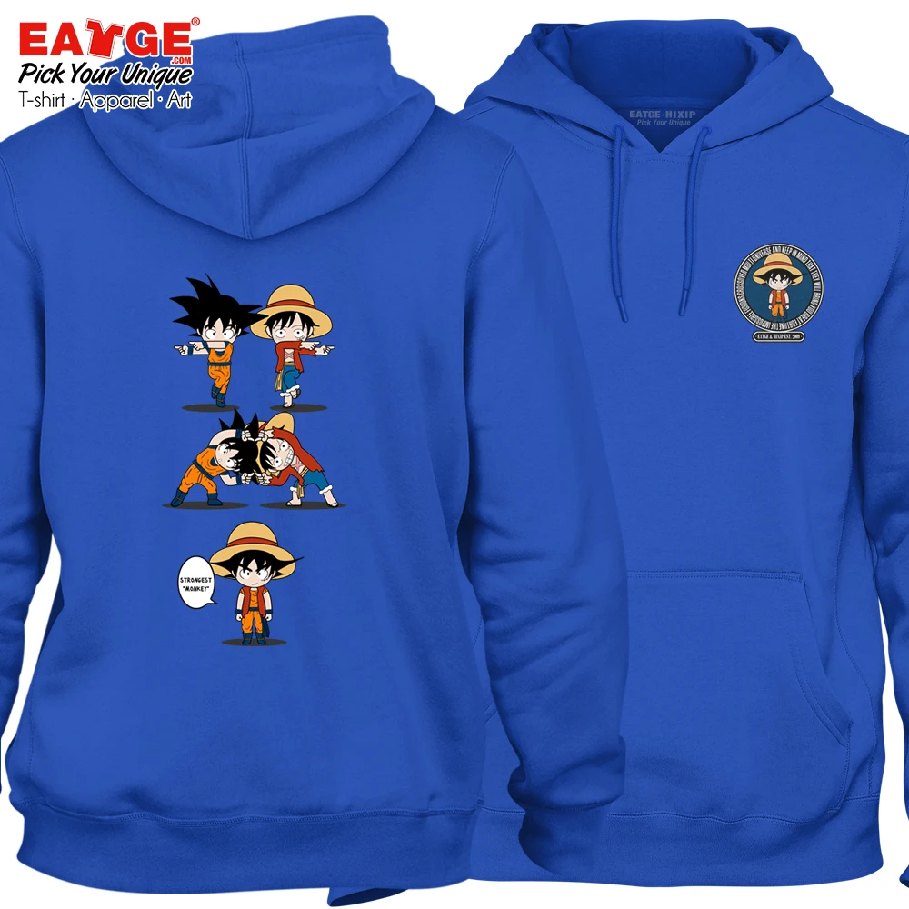 Потрясающий фьюжн между Saiyan Goku и обезьяной Луффи толстовки поп повседневное