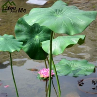 1pc 1728cm artificial lotus leaf with long stem floating pool decorative aquarium fish pond scenery garden decoration
