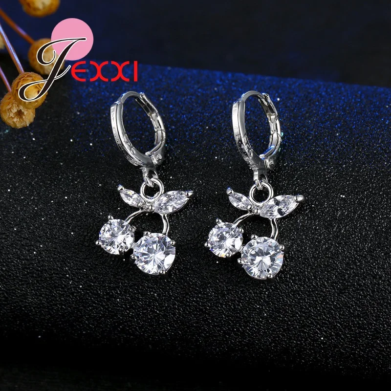 

Romantic Birthday Best Gift Pendant Necklace Earrings Set For Girls Fashion Women Silver Wedding Engagement Sets
