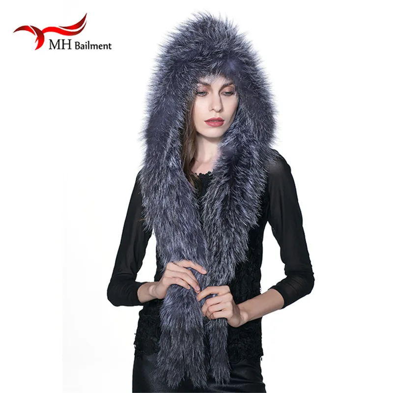 Меховая шапка MH из натурального Лисьего меха зимняя теплая с шарфом женская