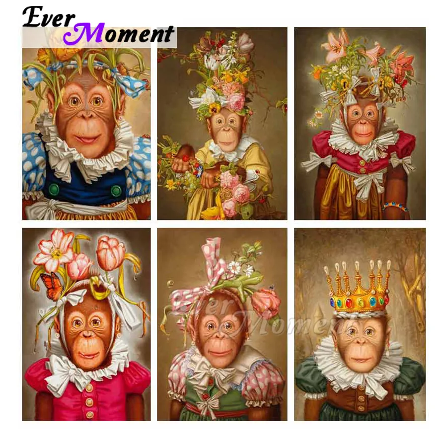 Картина с бриллиантами Ever Moment 5D сделай сам обезьяна цветок Декор стразы