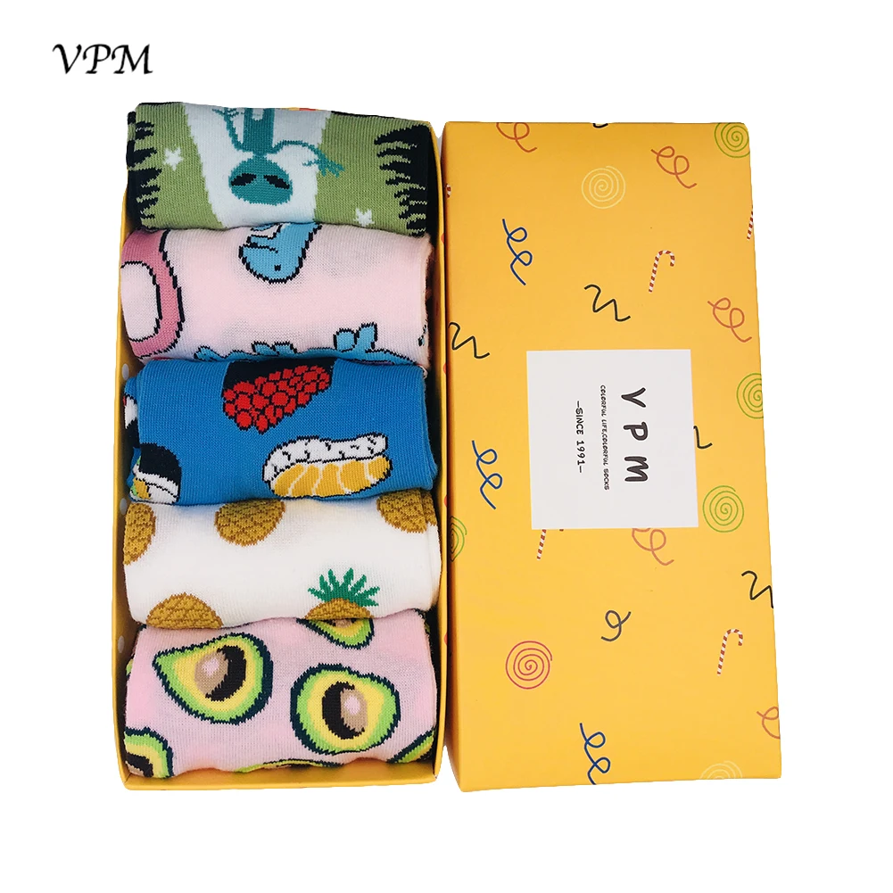 VPM женское платье цветные носки с мультипликационным принтом забавным