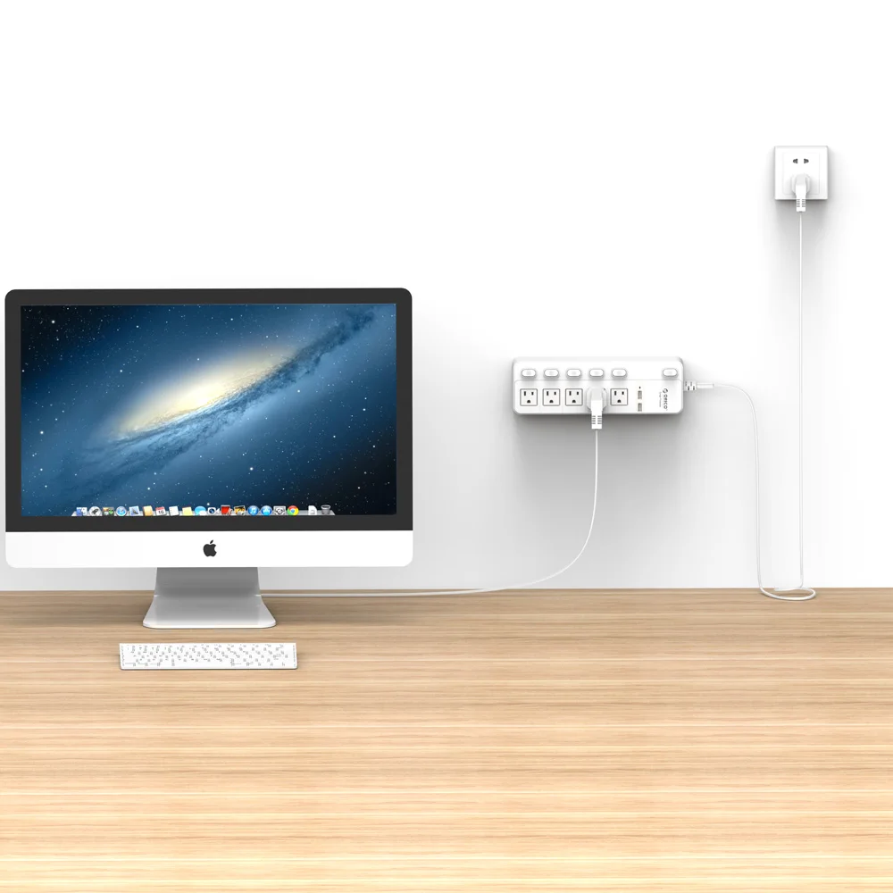 ORICO SPC блок питания 5 розеток переменного тока с 2 USB зарядными портами Кнопка