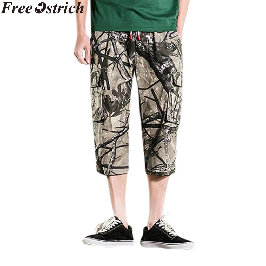 Летние мужские свободные карго шорты для бега быстросохнущие камуфляжные