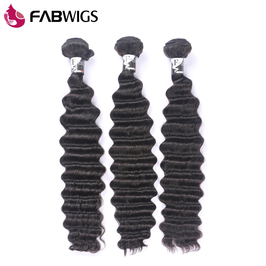 Fabwigs перуанские глубокие пучки волнистых волос с закрытием человеческие волосы