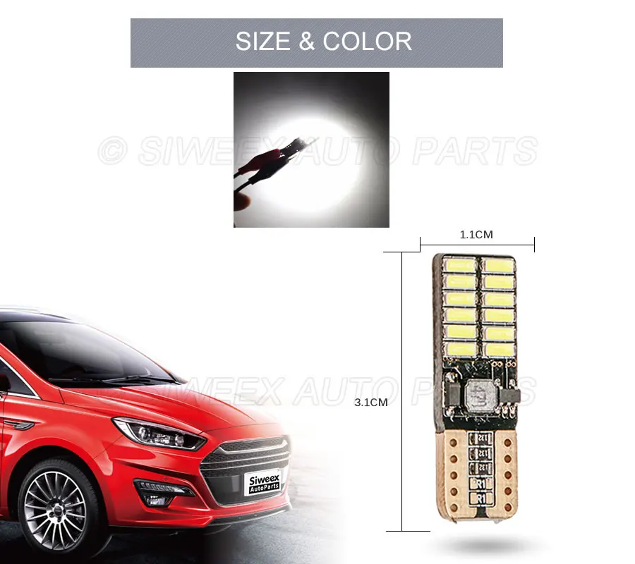 W5W T10 194 светодисветодиодный белый 24 SMD CANBUS 4014 168 габаритная автомобильная лампа