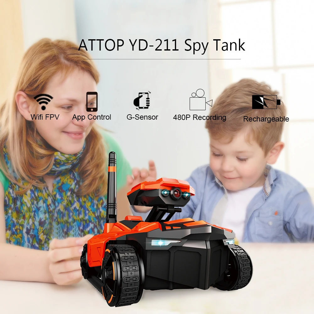 ATTOP YD 211 Wifi FPV 0.3MP камера App дистанционное управление шпионский Танк