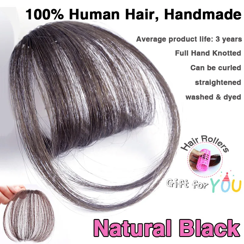 Human hair-NB Волосы SW поддельные длинные тупые челки мини клип-в Наращивание волос Синтетические накладные волосы кусок бахрома плавно натуральный зажим для женщин - Цвет: Human hair-NB