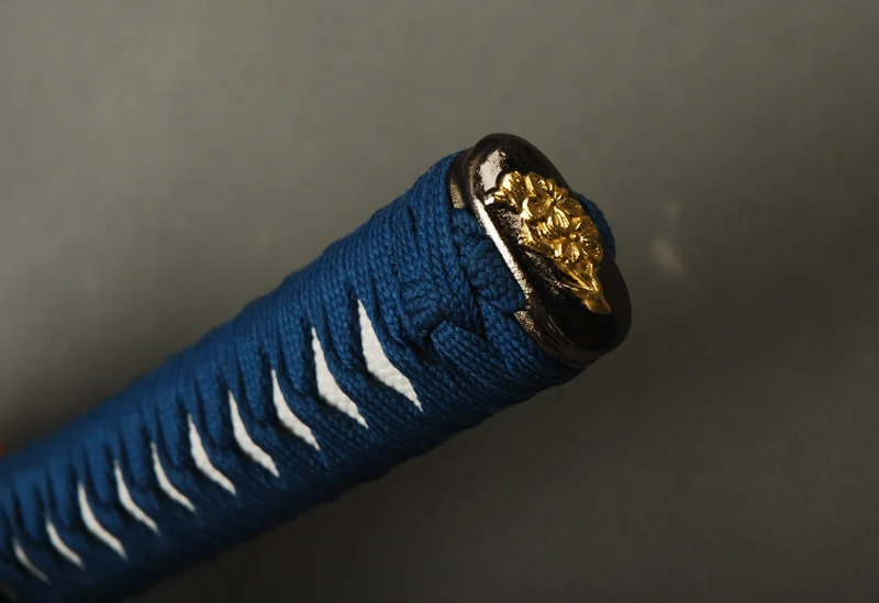 Специальное предложение ручка Tsuka с мечом из дерева голубой шелк Ito имитированный