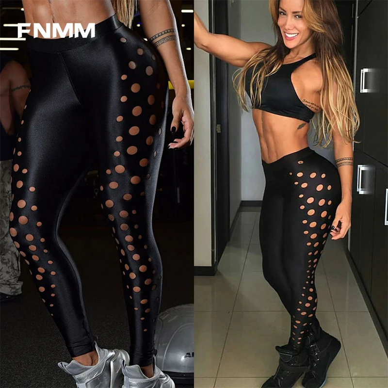 Женские Штаны Для Йоги FNMM быстросохнущие черные эластичные штаны с высокой