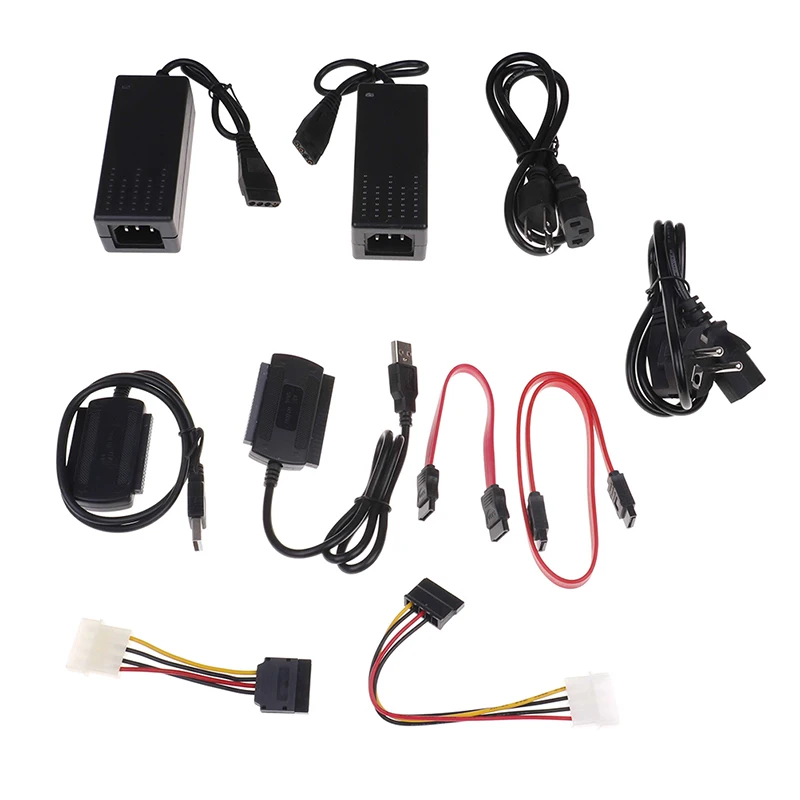 Адаптер для жесткого диска с USB 2 0 на IDE SATA S ATA 5 дюйма 3 HD HDD + кабель питания US EU Plug and
