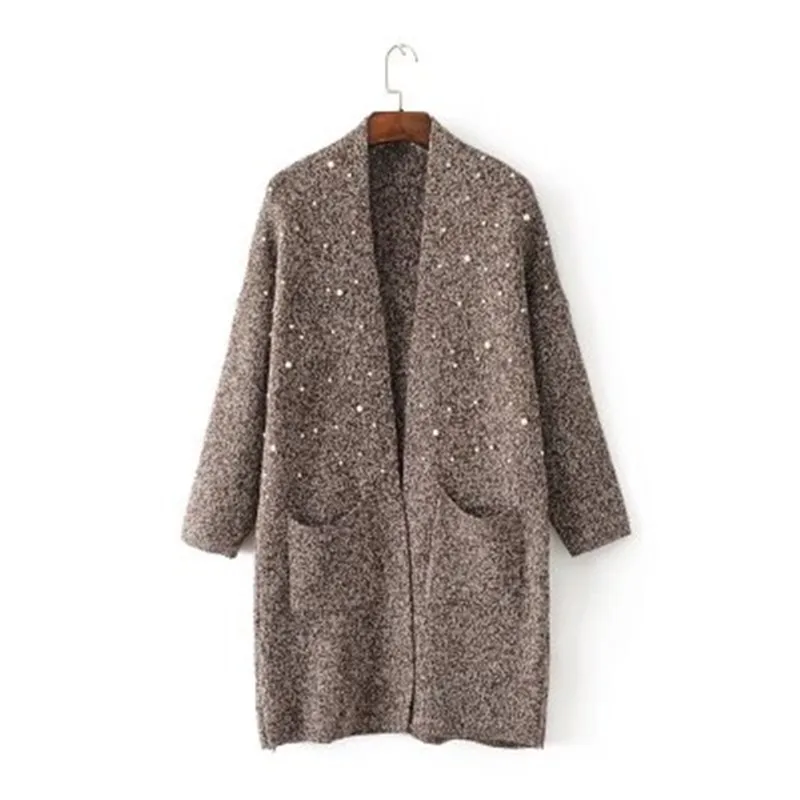 New Fashion 2020 Women's Solid Color Beaded Sweater Cardigan Thick Coat Female Long SW819 |