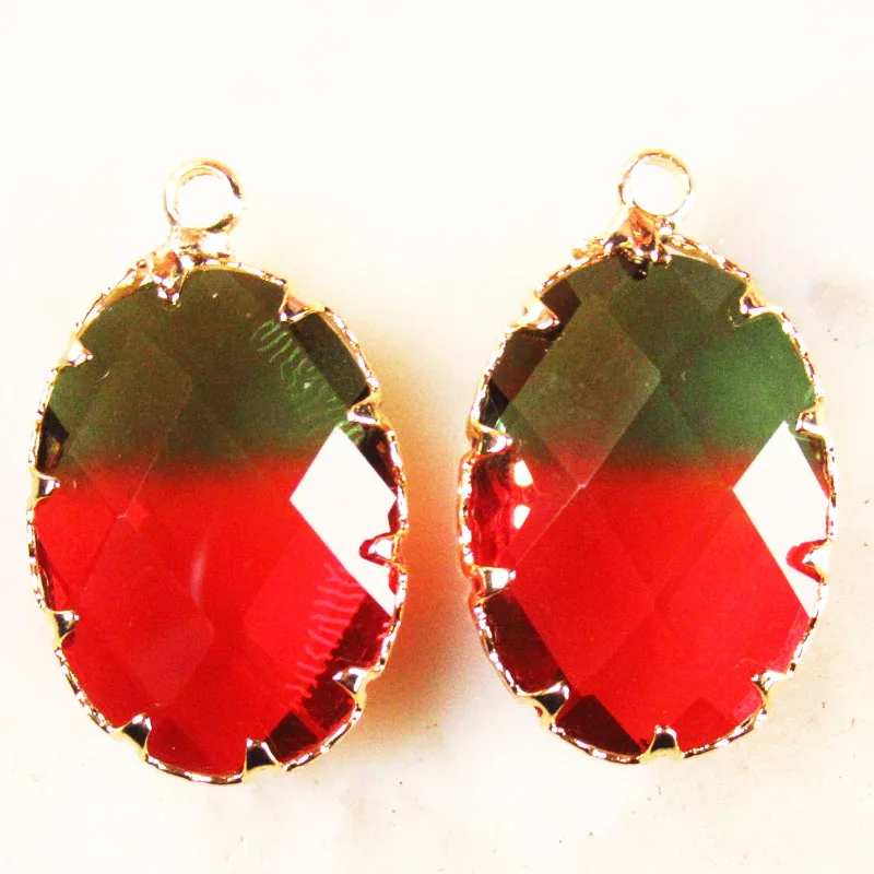 5Pcs Gold wrapping Faceted Color Titanium Crystal Oval Pendant Bead yl060107 | Украшения и аксессуары