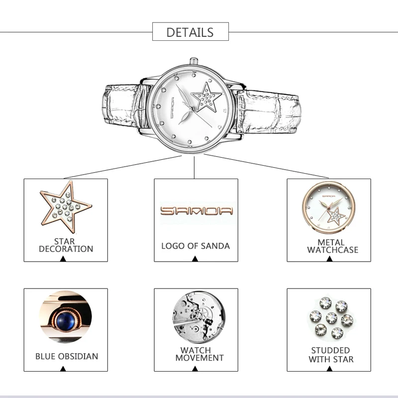 

2018 SANDA Fashion Golden Ladies Watch Women Leather Wrist Watches Diamond Gold Clock Saat Relogio Feminino bayan kol saati