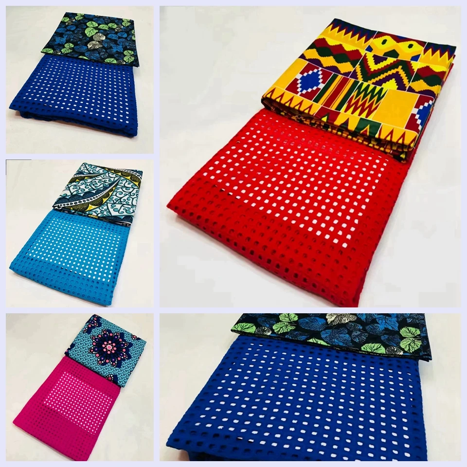 5 ярдов/комплект африканские кружева Анкары сухое кружево ткань оранжевое много