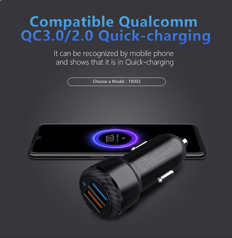 VVKing быстрое автомобильное зарядное устройство Quick Charge 3,0 2 USB QC3.0+ 2.4A 30 Вт Зарядка для iPhone samsung Xiaomi huawei FCP/AFC Автомобильная Быстрая зарядка