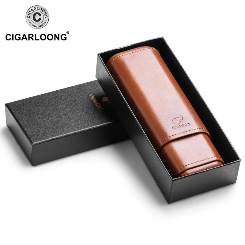 COHIBA Портативный кожаный чехол коробка для сигар из кедра и дерева|Аксессуары