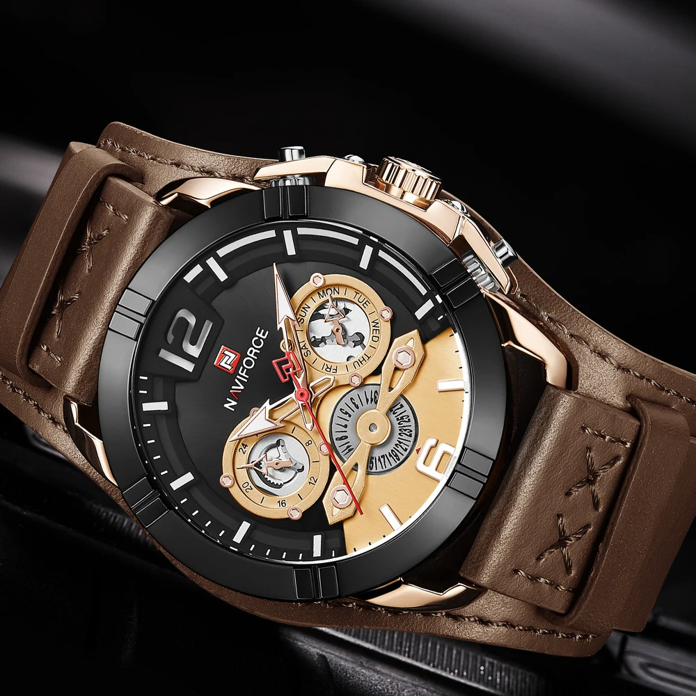 NAVIFORCE Luxury Brand Men Watches Male Military Sports Clocks Date Casual Leather Quartz Wrist Watch Business Relogio Masculino | Наручные
