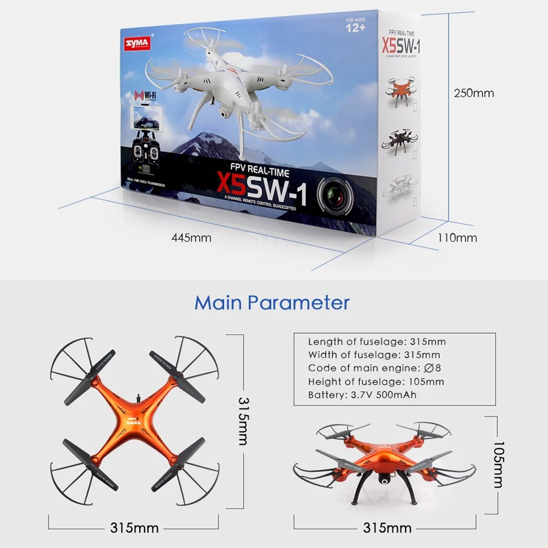 Syma x5sw Гул с Камерой HD WIFI в Режиме Реального Времени FPV Quadcopter 2.4 Г 6 Ось Гироскопа 4CH