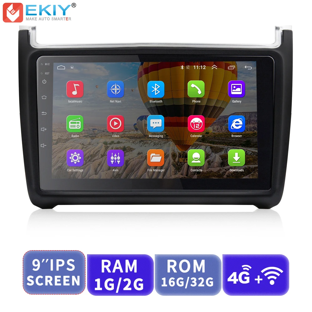 EKIY " ips Android автомобильный мультимедийный плеер No 2 Din Авто Радио стерео для Volkswagen VW Polo gps навигация 4G Модем