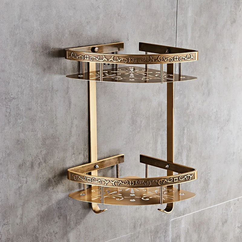 Carved Aluminum Alloy Bathroom Shelf Wall Mounted Basket Handware Antique/Gold/Black/White Shelves | Строительство и ремонт