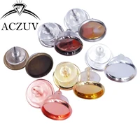 200pcslot fit 8mm 10mm 12mm 14mm 16mm glass cabochon cameo base setting bezel blank earring posts w rubber stopper backs