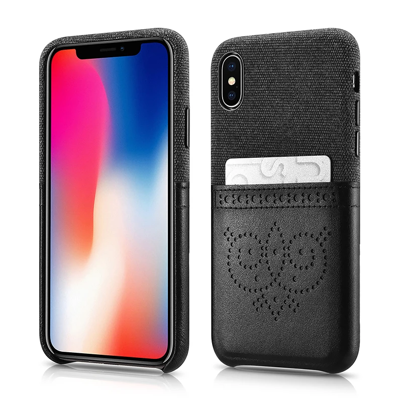 Черный оригинальный XOOMZ для IPhone X Case из искусственной кожи + Ткань телефонные