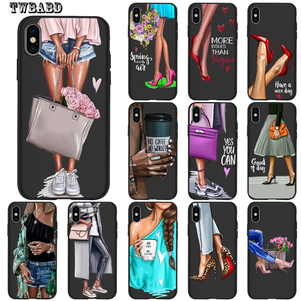 Роскошный чехол с изображением девушки на высоком каблуке и цветка для iphone 8 7 X XS