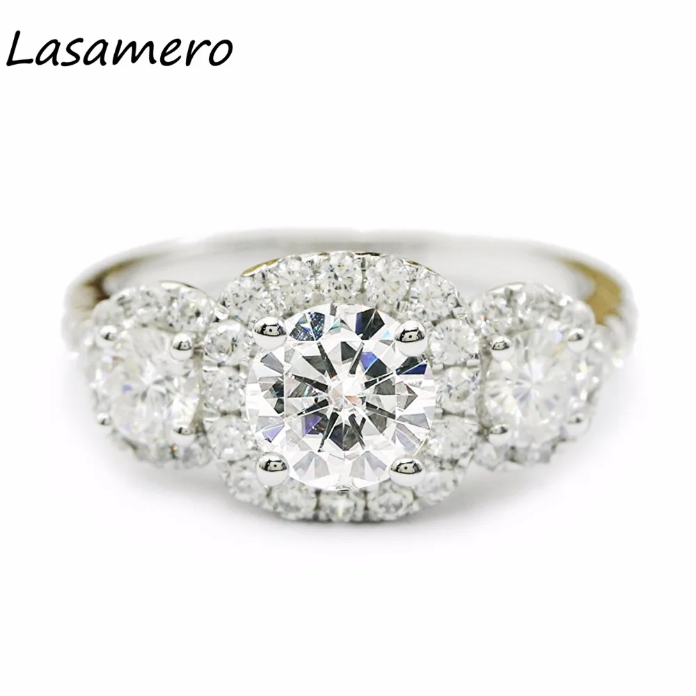 Lasamero 1ct роскошные круглой огранки Имитация Алмазный Обручение кольцо