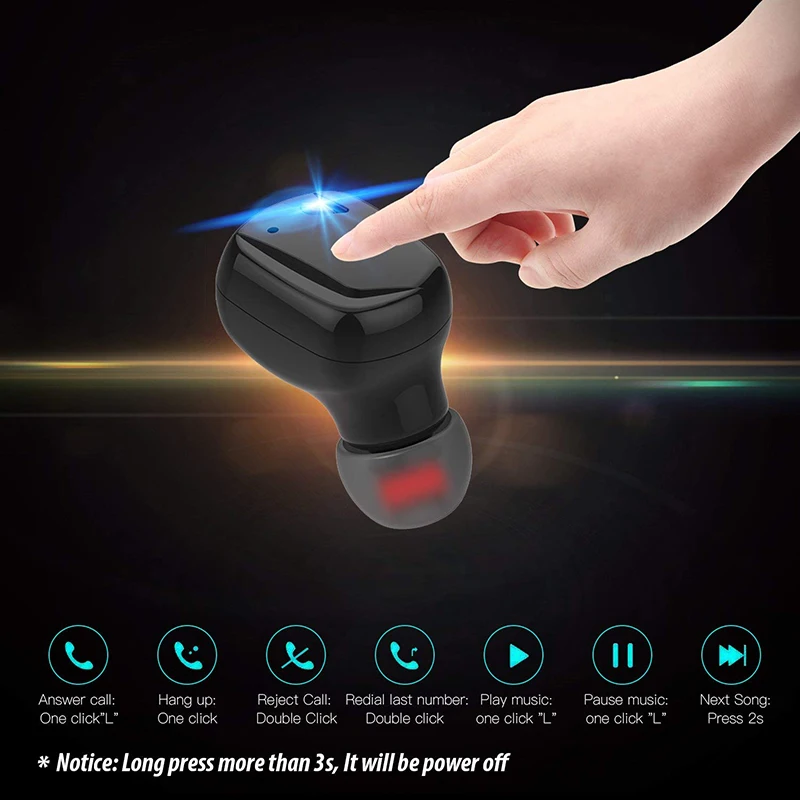 Беспроводные наушники встроенный сенсорный микрофон Bluetooth вкладыши стерео без