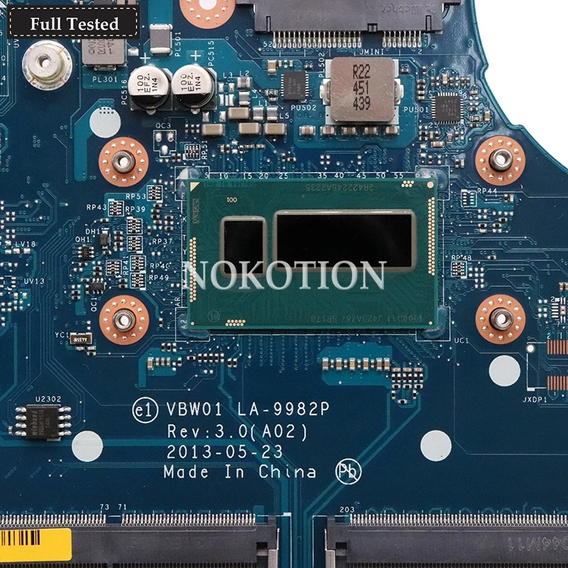 Материнская плата NOKOTION для ноутбука DELL inspirion 15R 3537 5537 материнская ЦП I5-4200U 000GCY VBW01 |