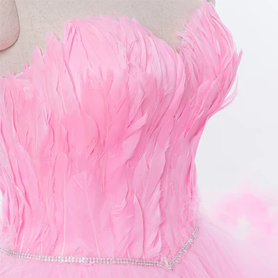 Darlingoddess халат De Soiree Longue пикантные короткое спереди и длинное сзади Вечерние платья без бретелек Перо Красные, Черные Серые белый платье для выпускного вечера - Цвет: Розовый