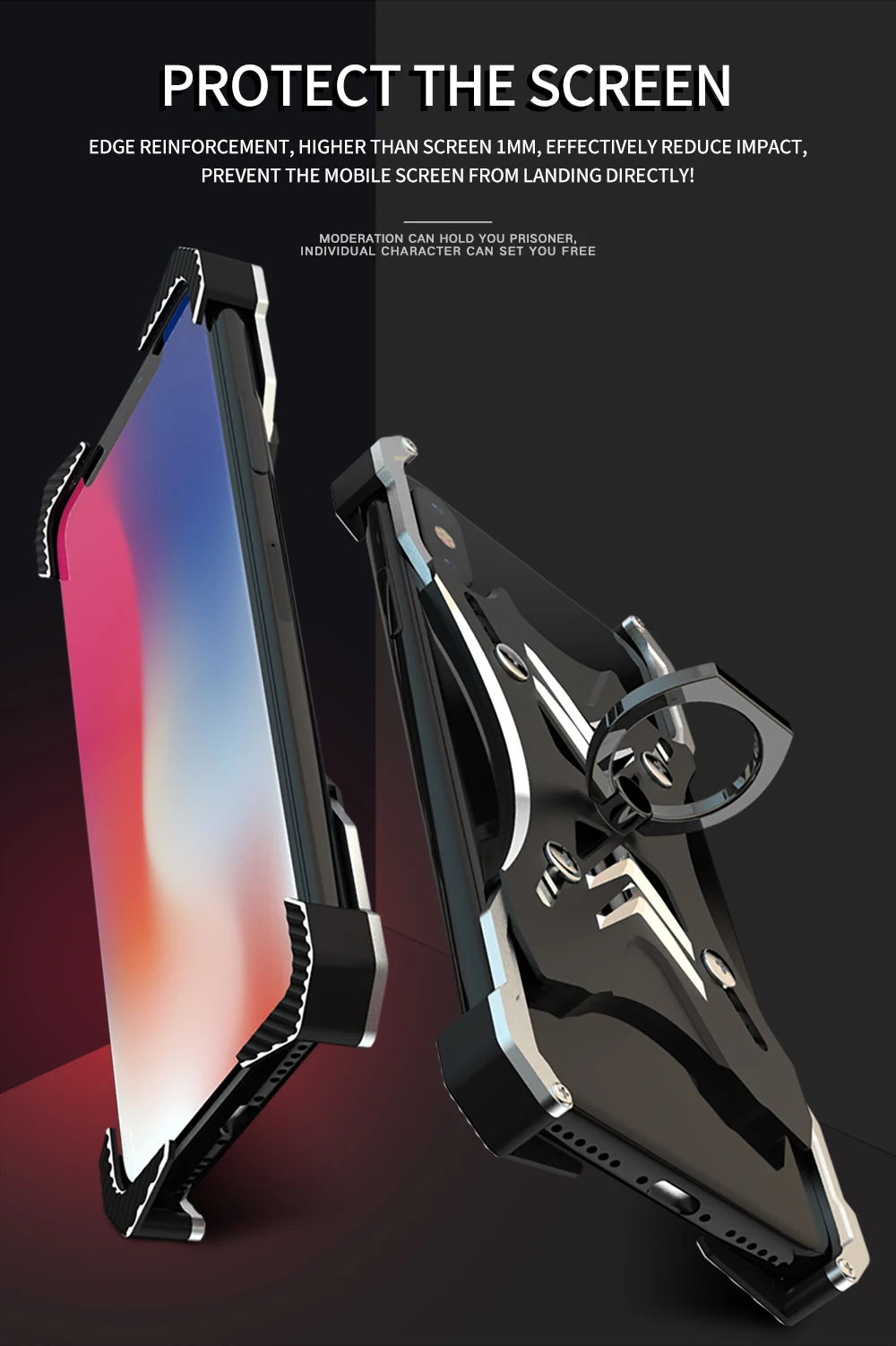 Для Apple iphone X XR XS MAX 7 8 6 6s Plus чехол Роскошный 3D Жесткий Алюминиевый металлический каркас кольцо держатель Броня защитный задний бампер