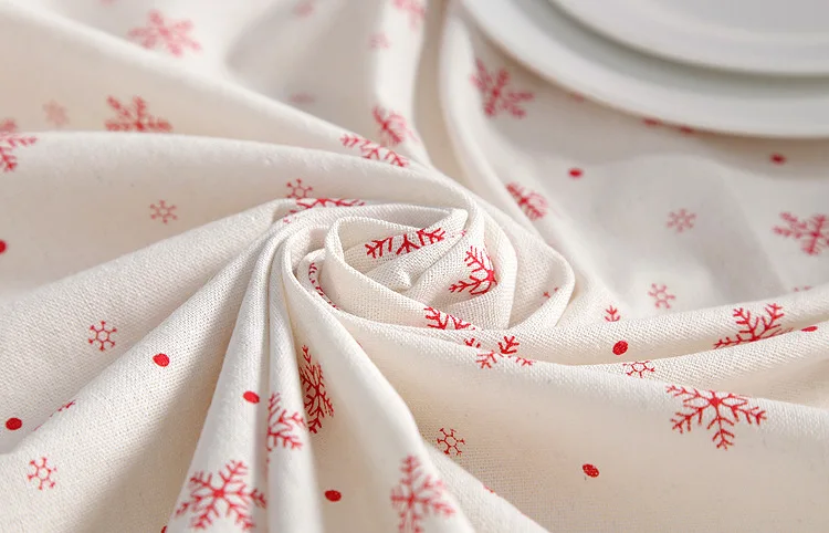 

Junwell Seasonal Printing Tablecloth Red Snowflakes Christmas Table Cloth Table Topper Different Sizes Available