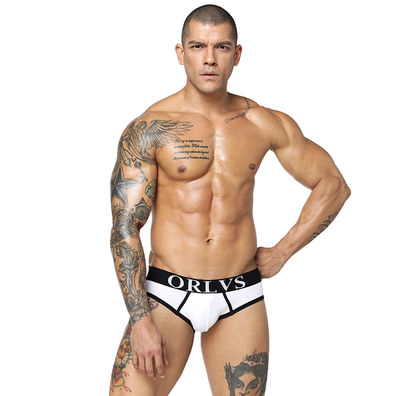 ORLVS Brand 1 Piece/lot Men Underwear Shorts Cotton Briefs Sexy Panties 5 Colors Underpants Slip Pouch OR106 |