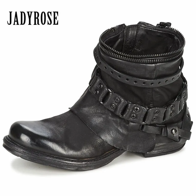 Jady Rose/Коллекция года; Модные женские ботильоны из натуральной кожи; Цвет черный, фиолетовый; ботинки в стиле панк с декором из цепочки; женская обувь на плоской подошве; Botas Militares