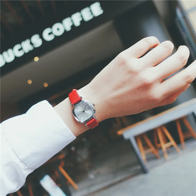 Винтажные женские кварцевые часы с кожаным квадратным циферблатом модные под