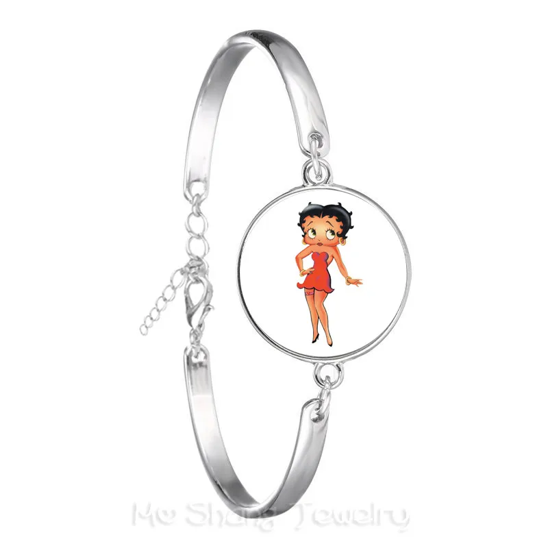 Betty Boop с нашивкой Крылья стеклянный купол браслет для женщин мужчин ювелирные
