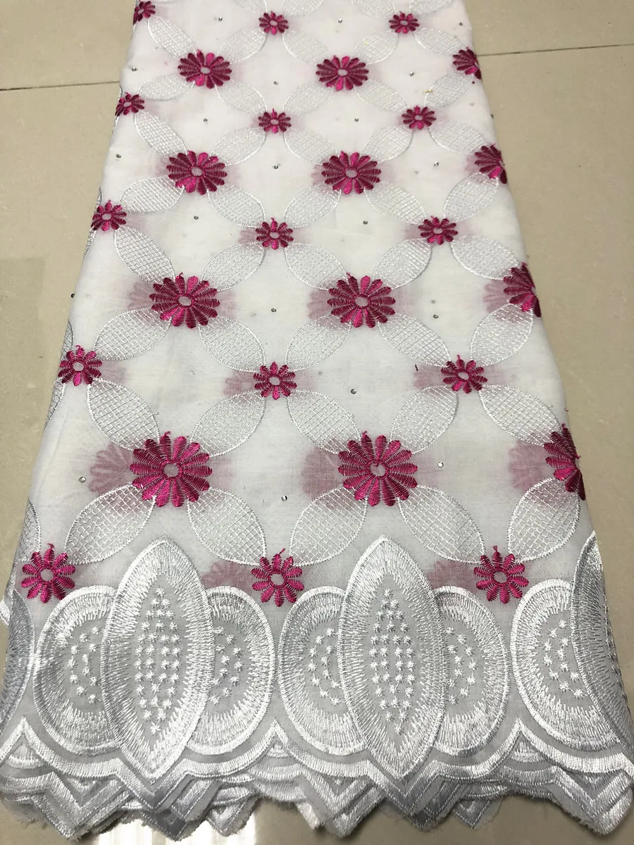Beautifical White swiss voile lace fabric with red embroidery Fashion design african cotton stones 5yards 2R88 | Дом и сад