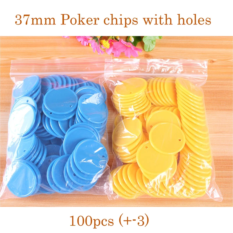 100 шт Пластиковый пустой набор покерных фишек с отверстиями 37*2 мм Poker чипы казино