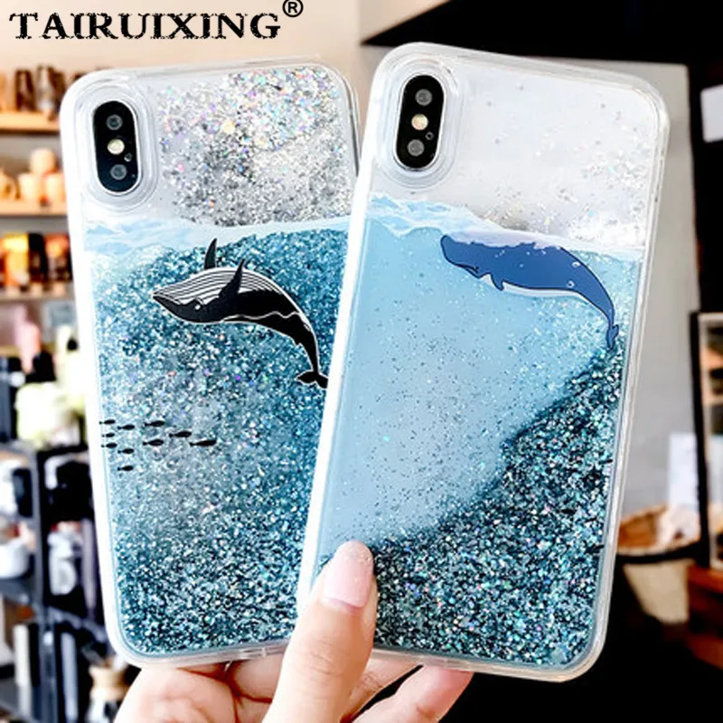 Жидкий чехол для iPhone 6G 7G 8G 6 7 8 Plus X XS MAX XR с рисунком Кита из мультфильма Мягкий