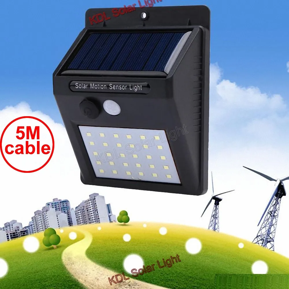 LED Солнечная энергия PIR датчик движения настенный светильник 30 наружный
