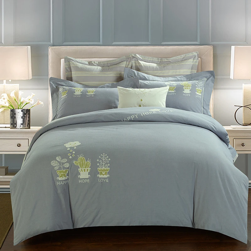 Комплект постельного белья из 4 предметов с вышивкой лося хлопковое постельное