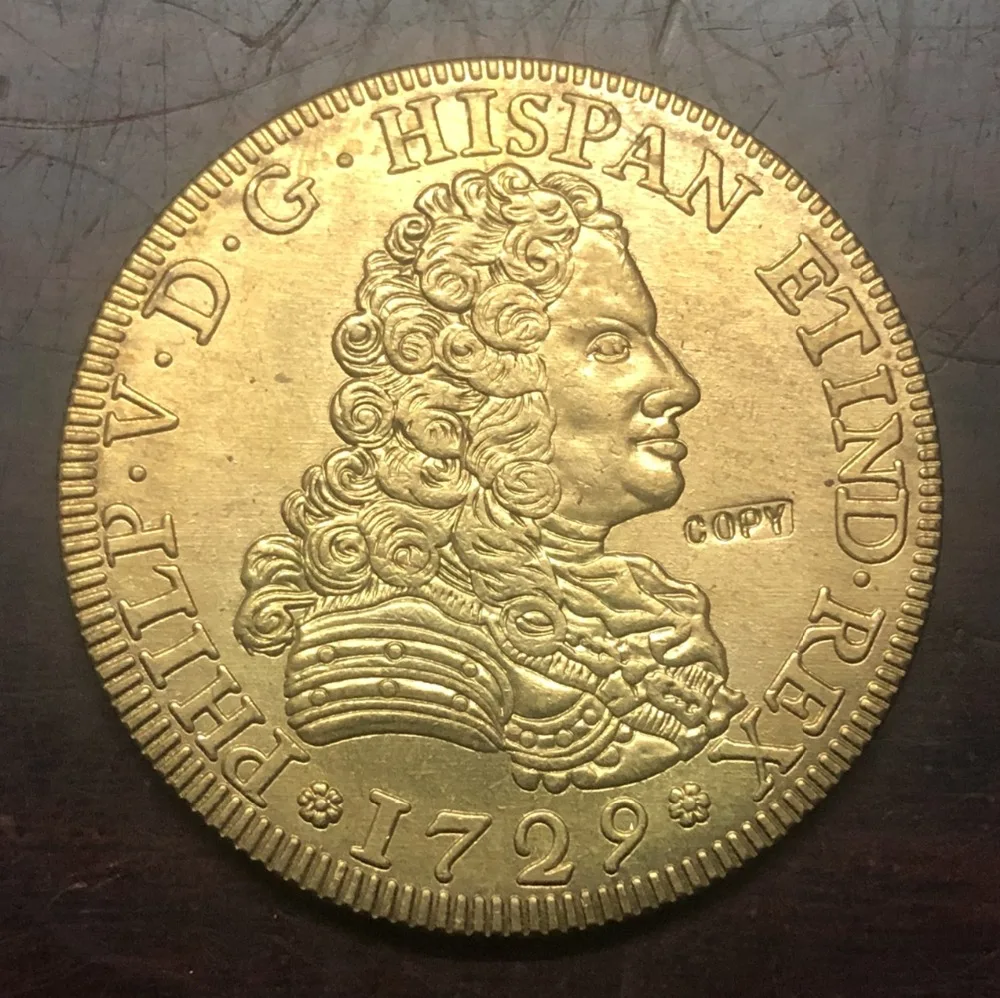 Золотая копия монеты Felipe V, 1729 год, Испания