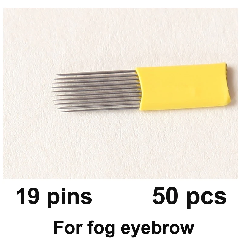 

19 Pins 50PCS Fog Needles Blade For Permanent Eyebrow tattoo needle Double Manual Beauty Makeup microblading blades U Shape