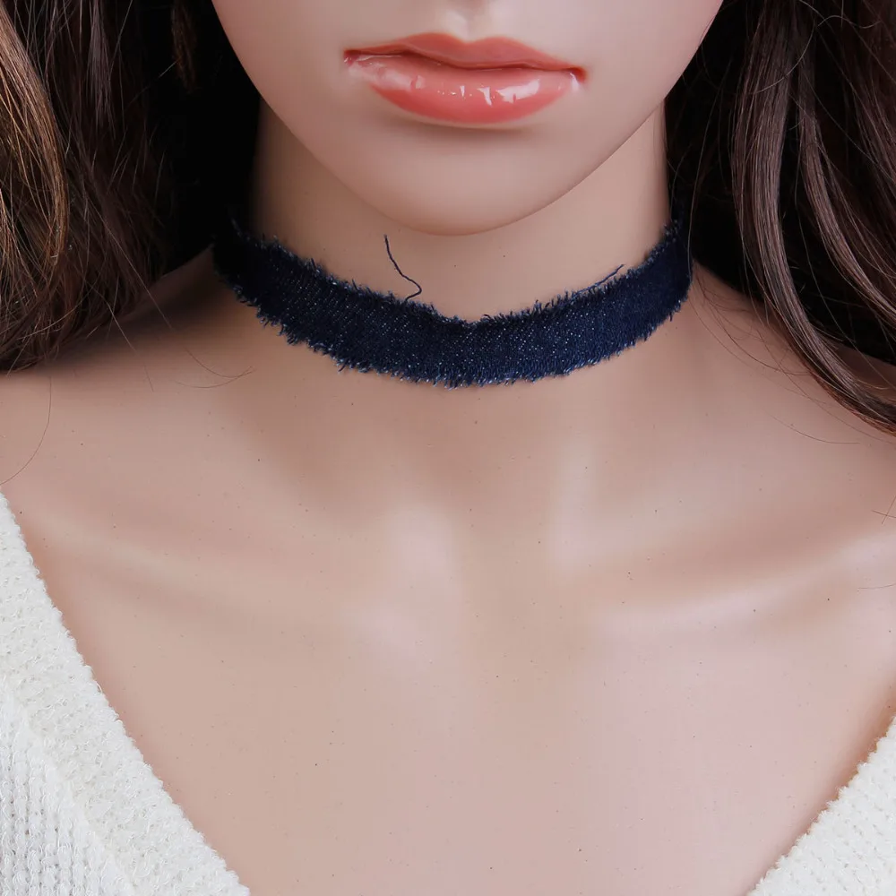 DoreenBeads модный чокер из голубого денима ожерелье для женщин с кисточками джинсы