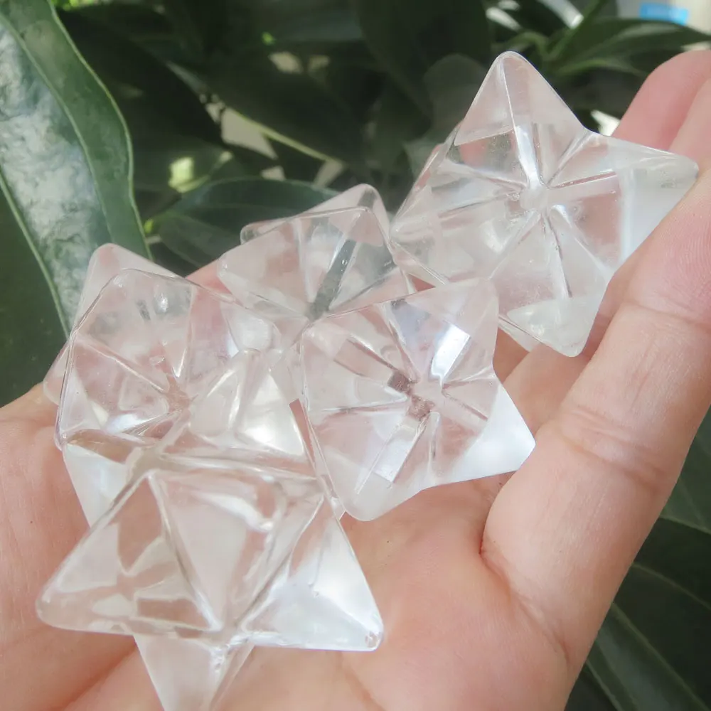 20 мм натуральный прозрачный кварцовый кристаллический Меркаба звезда резьба для