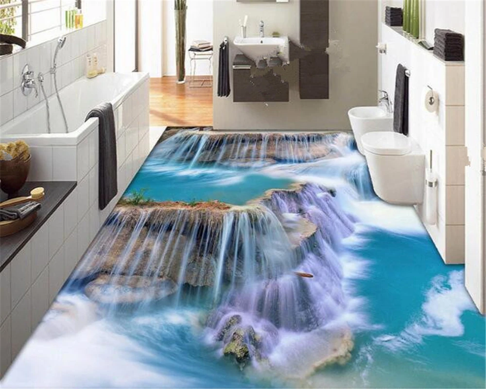 Beibehang Высокая мода обои водопад стерео картина делая пол плитки 3d полы papel де parede 3d обои behang