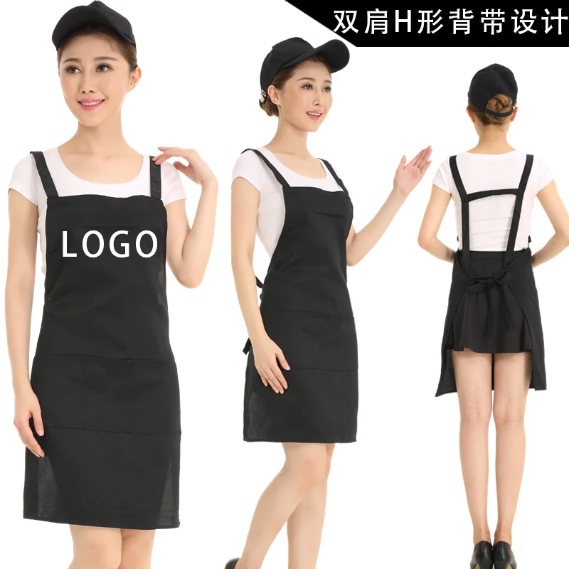 Простой Прочный и моющийся фартук для мужчин женщин однотонный с большими
